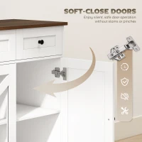 HOMCOM Sideboard Buffet Cabinet, 54" Farmhouse Kitchen Storage Cabinet with Acrylic Barn Doors and 3 Drawers, White Wood Grain(m-7)