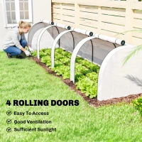 Outsunny 13' L x 3' W x 2.5' H Portable Tunneled Greenhouse with 4 Zippered Doors, Water/UV Fighting PE Cover, White(m-6)