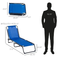 Outsunny Set of 2 Folding Chaise Lounge Chairs, Outdoor Sun Tanning Chairs with Reclining Back, Blue(m-3)