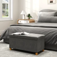 HOMCOM Storage Ottoman Bench, Velvet Upholstered Foldable Ottoman Footrest, Foot Stool with Wood Legs for Living Room, Bedroom(m-1)