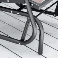 Outsunny 2 Piece Porch Glider Chair Set, Metal Frame Swing Glider Chair with Breathable Mesh Fabric, Curved Armrests and Steel Frame for Garden, Poolside, Backyard, Balcony, Brown(m-9)