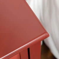 HOMCOM 2-Tier Nightstand, Side Table with Drawer and Shelf for Living Room or Bedroom, Set of 2, Red(m-7)