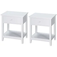 HOMCOM End Table, 2-tier Side Table with Drawer and Storage Shelf, Modern Sofa Side Table for Living Room, Gray(m-1)