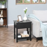 HOMCOM End Table, 2-tier Side Table with Drawer and Storage Shelf, Modern Sofa Side Table for Living Room, Gray(m-7)