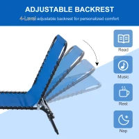 Outsunny Set of 2 Folding Chaise Lounge Chairs, Outdoor Sun Tanning Chairs with Reclining Back, Blue(m-4)
