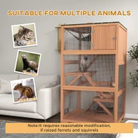 PawHut 2 Piece Wooden Catio, Cat Enclosure House with Hammock, Wheels, Platforms Ramps, Weather Protection Asphalt Roof(m-8)