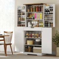 HOMCOM 72" Kitchen Pantry Cabinet, Farmhouse Storage Cabinet with 4 Doors, Drawer, 8 Door Shelves and Adjustable Shelf, White(m-1)