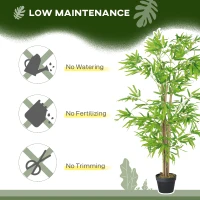 Outsunny Artificial Bamboo Tree Set of 2, 5ft Fake Tree with Realistic Leaf and Natural Trunk, Decorative Plant in Nursery(m-6)