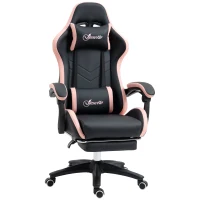 Vinsetto Computer Gaming Chair, PU Leather Office Desk Chair with Footrest, Swivel Wheels, 135° Reclining Back, Black(m-9)