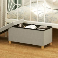 HOMCOM Storage Ottoman Bench, Velvet Upholstered Foldable Ottoman Footrest, Foot Stool with Wood Legs for Living Room, Bedroom(m-7)