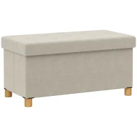HOMCOM Storage Ottoman Bench, Velvet Upholstered Foldable Ottoman Footrest, Foot Stool with Wood Legs for Living Room, Bedroom(m-9)