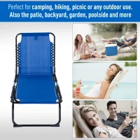 Outsunny Set of 2 Folding Chaise Lounge Chairs, Outdoor Sun Tanning Chairs with Reclining Back, Blue(m-7)