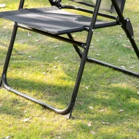 Outsunny Set of 4 Folding Patio Chairs, Camping Chairs with Adjustable Sling Back, Removable Headrest, Armrest for Garden, Backyard, Lawn, Black(m-7)