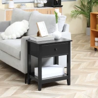 HOMCOM End Table, 2-tier Side Table with Drawer and Storage Shelf, Modern Sofa Side Table for Living Room, Gray(m-2)