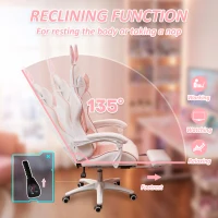HOMCOM Cute Racing Gamer Chair, PU Leather Gaming Chair with Footrest, Headrest and Lumbar Support, Pink(m-6)