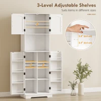 HOMCOM 71.5" Tall Pantry Cabinet, Farmhouse Kitchen Storage Cabinet with Adjustable Shelves, 8 Door Spice Racks, White(m-5)
