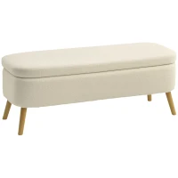 HOMCOM 47 Inches Storage Ottoman Bench, End of Bed Bench, Upholstered Teddy Fleece Storage Chest for Living Room, Beige(m-9)