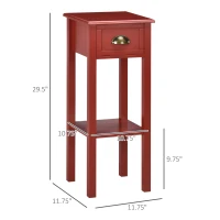 HOMCOM 2-Tier Nightstand, Side Table with Drawer and Shelf for Living Room or Bedroom, Set of 2, Red(m-3)