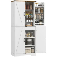 HOMCOM 72" Kitchen Pantry Cabinet, Farmhouse Storage Cabinet with 4 Doors, Drawer, 8 Door Shelves and Adjustable Shelf, White(m-9)