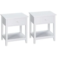 HOMCOM End Table, 2-tier Side Table with Drawer and Storage Shelf, Modern Sofa Side Table for Living Room, Gray(m-11)