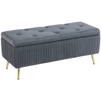HOMCOM Storage Ottoman Bench, 43 Inch Large Storage Chest with Steel Legs and Padded Seat, Foot Rest, Load 485 lbs, Dark Grey(m-9)