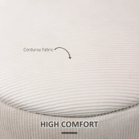 HOMCOM Corduroy Stool, Ottoman with Storage Set of 2, Removable Wood Lid, Hidden Space, Cream White(m-6)