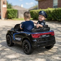 Qaba Licensed Dodge Ride On Police Car for Kids with 2 Seater, Remote, Suspension, Flashing Lights, Siren for Ages 3-6, Black(m-8)