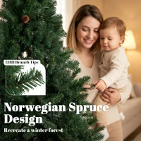 HOMCOM 7.5 ft Artificial Christmas Tree, Norway Spruce Tree, Hinged Xmas Tree with Metal Stand(m-5)