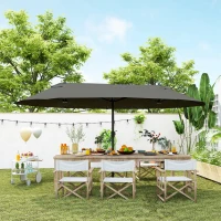 Outsunny Extra Large 15 ft Patio Umbrella, Double-Sided Wide Outdoor Umbrella with Crank Handle and Air Vents for Backyard, Deck, Pool, Market, Gray(m-10)