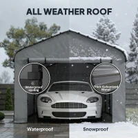 Outsunny 10' x 15' Metal Carport, Heavy Duty Garage Car Shelter with Galvanized Metal Roof and Removable Sidewalls, Light Grey(m-4)