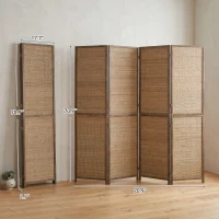 HOMCOM Room Divider, 4 Panel Folding Privacy Screen, 6 FT Tall Hand-Woven Bamboo Wall Partition, Brown(m-3)