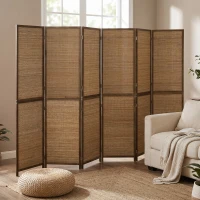 HOMCOM Room Divider, 6 Panel Folding Privacy Screen, 6 FT Tall Hand-Woven Bamboo Wall Partition, Brown(m-10)