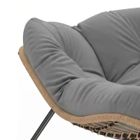 Outsunny Indoor Outdoor Papasan Rocking Chair, Oversized Rocking Egg Chair with Cushion for Garden, Patio, Grey(m-11)
