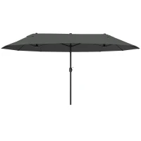 Outsunny Extra Large 15 ft Patio Umbrella, Double-Sided Wide Outdoor Umbrella with Crank Handle and Air Vents for Backyard, Deck, Pool, Market, Gray(m-11)