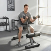 Soozier Roman Chair Back Extension Machine, Height Adjustable Hyperextension Bench, 38" x 26.8" x 27.2–43.3", Silver Tone(m-1)