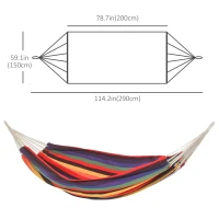 Outsunny 114" Outdoor Hammock, Extra Large Brazilian Style Hammock Cotton, Portable Hanging Camping Bed for Patio Backyard Lounging w/ Carrying Bag, Rainbow Stripe, Multi-colour(m-3)