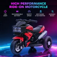 Aosom 6V Kids Motorcycle, Battery-Operated Mini Electric Motorbike with Forward/Reverse Switch, Horn, Red(m-4)