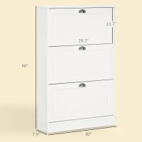 HOMCOM Shoe Cabinet, Narrow Shoe Storage Cabinet with 3 Flip Drawers, Holds 12 Pairs for Entryway, Hallway, White(m-3)