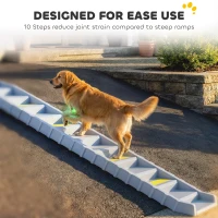PawHut Foldable Dog Car Ramp, Dog Ramp with Anti-Slip Steps, Pet Stairs for Senior Pets to Access Cars and High Beds, Grey(m-4)
