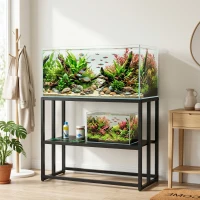 PawHut 40 Gallon Fish Tank Stand, Heavy Duty Aquarium Stand with Storage Shelf, Adjustable Feet, 36.6" L x 18.5" W x 29.9" H(m-8)