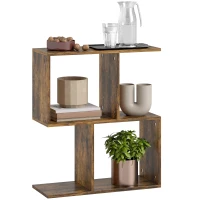 HOMCOM End Table, Narrow Side Table with Storage Shelves, S-Shaped, 3-Tier, 19.7" W x 7.7" D x 22.8" H, Rustic Brown(m-11)
