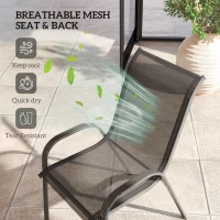 Outsunny Set of 4 Outdoor Dining Chairs, Stackable Lawn Chairs with High Back, Breathable Mesh Seat for Garden Porch, Black(m-5)