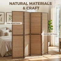 HOMCOM Room Divider, 4 Panel Folding Privacy Screen, 6 FT Tall Hand-Woven Bamboo Wall Partition, Brown(m-5)
