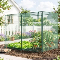 Outsunny 6 x 3ft Crop Cages for Garden, Plant Protectors from Animals, Two Zippered Doors, Storage Bag, 6 Ground Stakes, Green(m-9)