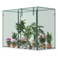 Outsunny 6 x 3ft Crop Cages for Garden, Plant Protectors from Animals, Two Zippered Doors, Storage Bag, 6 Ground Stakes, Green(m-11)