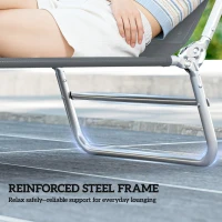 Outsunny Folding Outdoor Lounge Chair, Reclining Tanning Chair with 5-Position Adjustable Backrest, Dark Grey(m-7)