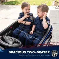 Qaba Licensed Dodge Ride On Police Car for Kids with 2 Seater, Remote, Suspension, Flashing Lights, Siren for Ages 3-6, Black(m-5)