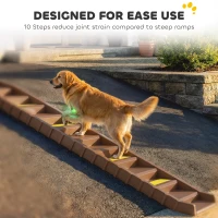 PawHut Foldable Dog Car Ramp, Dog Ramp with Anti-Slip Steps, Pet Stairs for Senior Pets to Access Cars and High Beds, Brown(m-4)