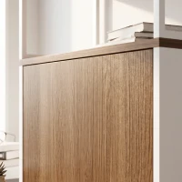 HOMCOM Folding Computer Desk with 4-Tier Bookshelf Space-Saving Home Office Desk, Natural(m-9)