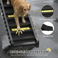 PawHut Dog Stairs for Car Truck SUV, Foldable Dog Ramp for Large Medium Small Dogs, Black(m-5)
